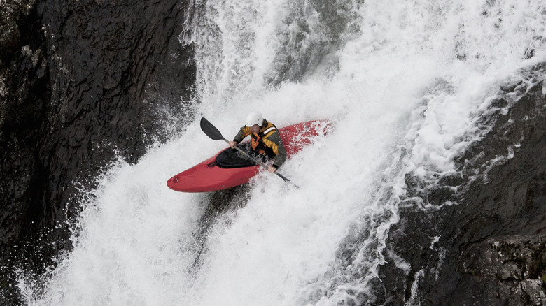 Creeker on a waterfall