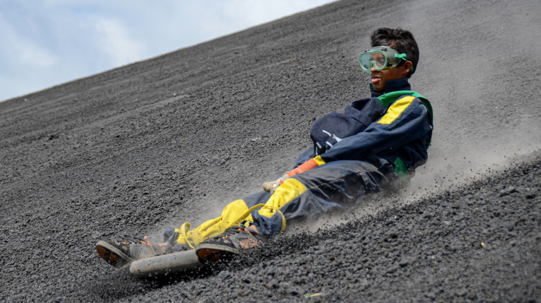 A volcano surfer in Nicaragua