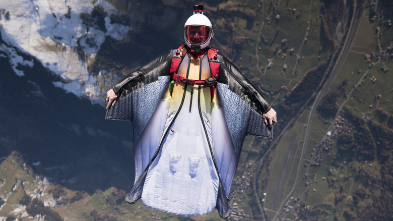 Wingsuit flyer upside down