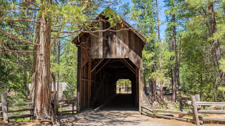 Covered bridge in Yosemite park