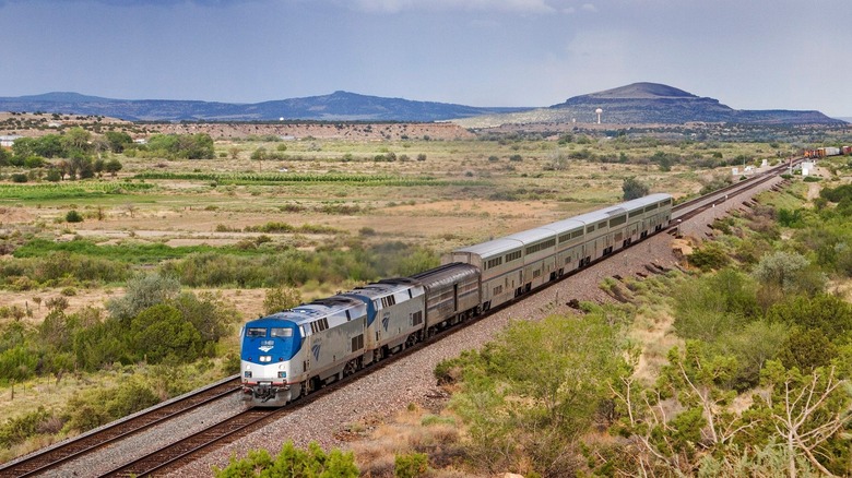 Southwest Chief going over plains