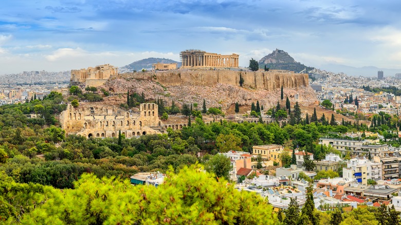 the acropolis hill over athens