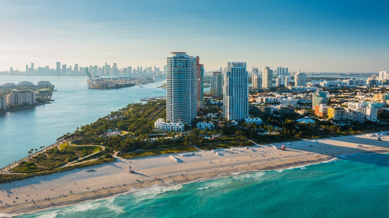 aerial shot of miami beach