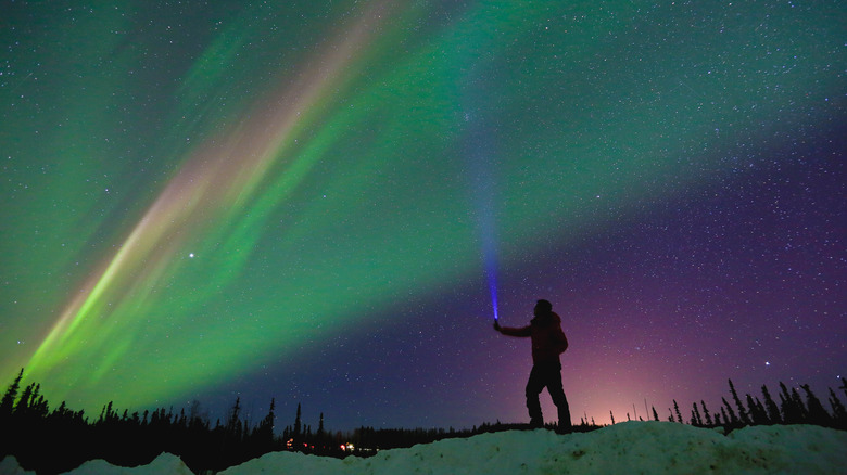 Northern lights at night in Fairbanks, Alaska