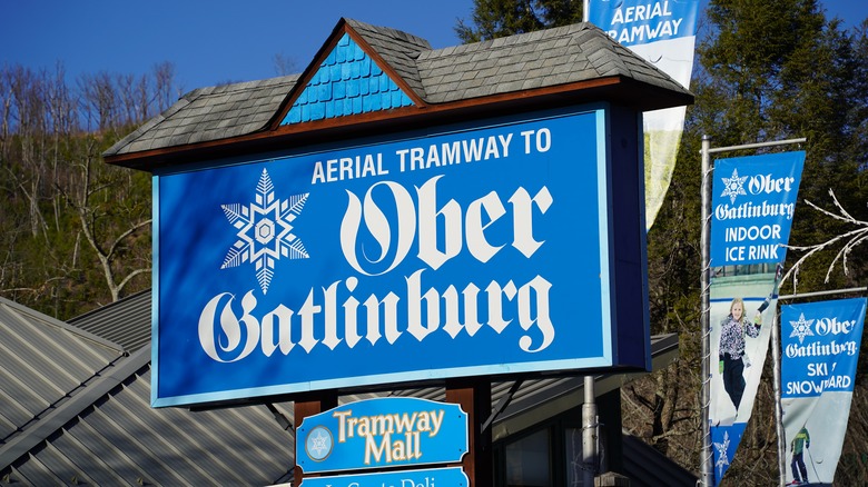 Sign for Aerial Tram to Ober Gatlinburg