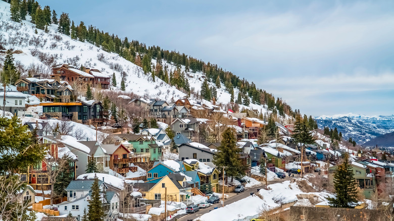 Colorful cabins in Park City, Utah