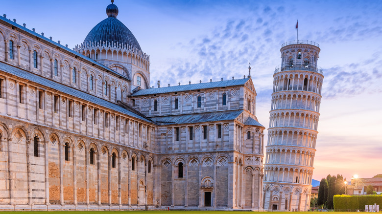 The Leaning Tower of Pisa at sunrise