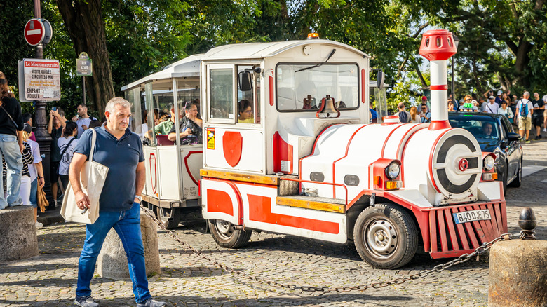 Popular tourist train in Montmartre