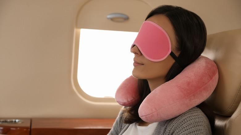 Girl with neck pillow