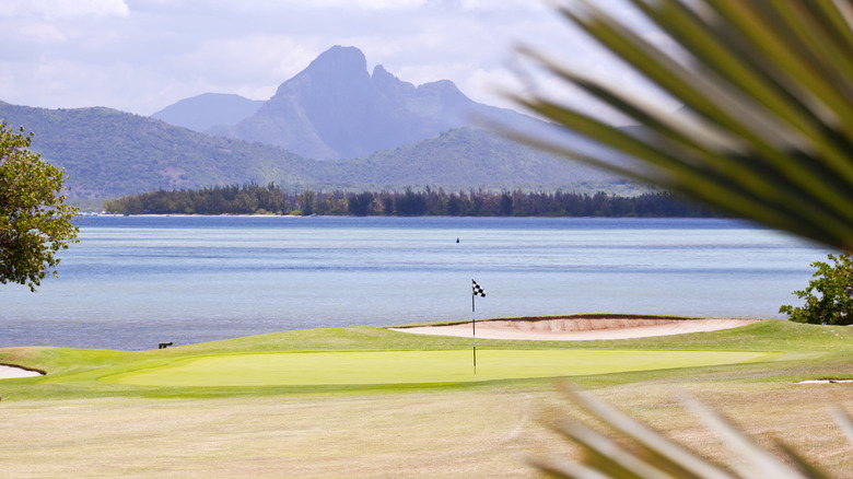 A golf hole in Mauritius