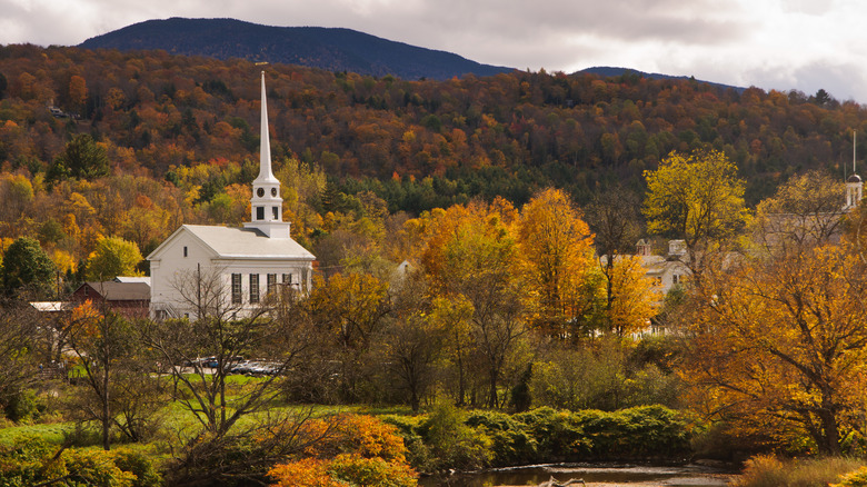 church and changing trees