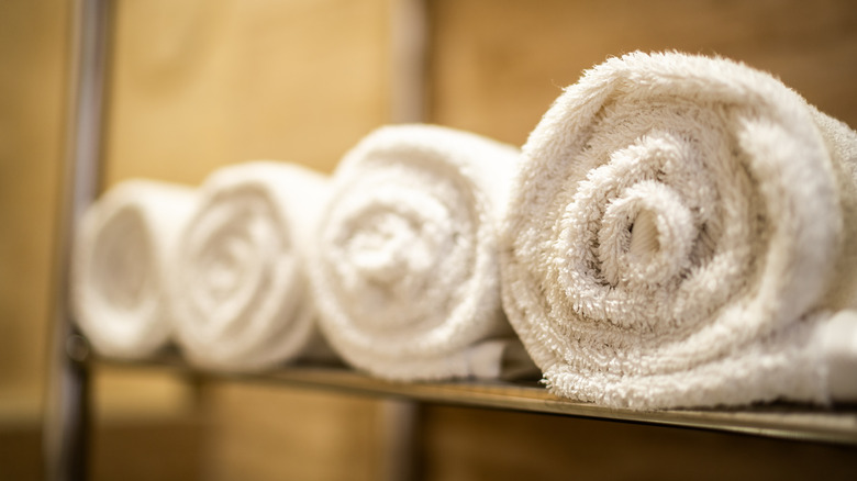 Rolled hotel towels