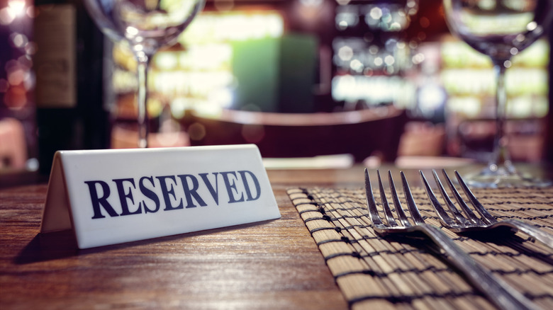reserved sign on table
