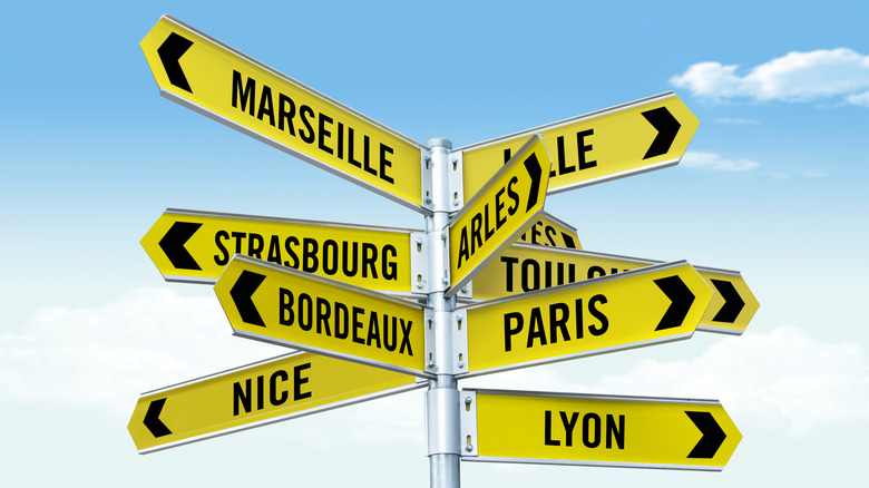 Cluster of French street signs