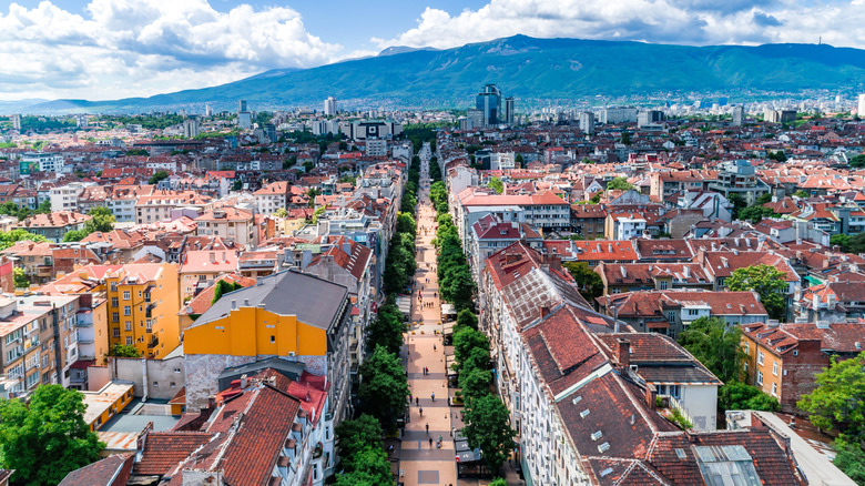 Aerial shot of Sofia, Bulgaria