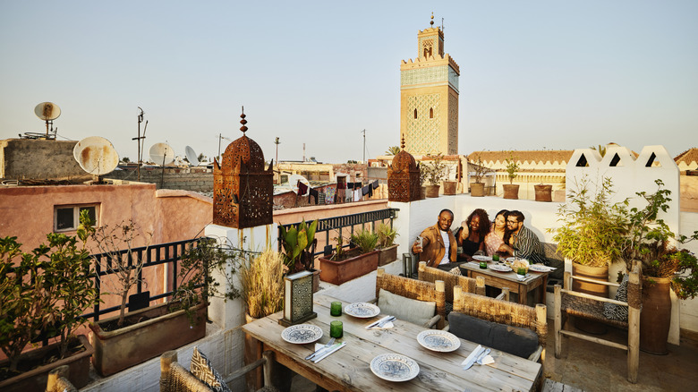 Friends having lunch in Morocco