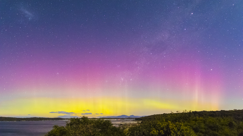 colorful Southern Lights over Tasmania