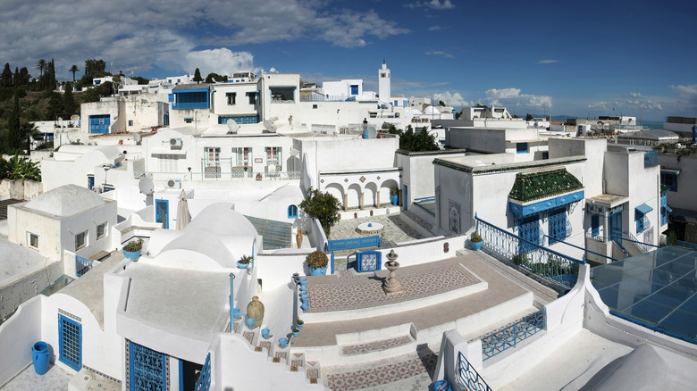 famous blue and white buildings