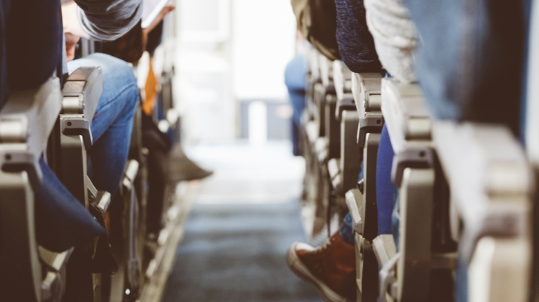 sitting on an airplane