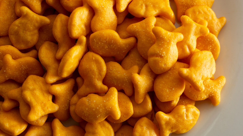 Top view of Goldfish crackers