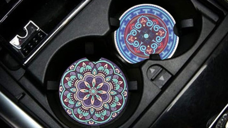 Mandala car cup holder coasters
