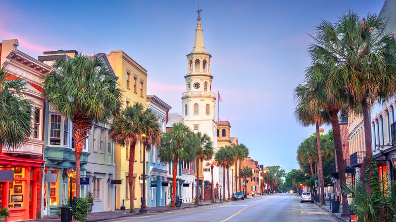 Charleston cityscape at twilight