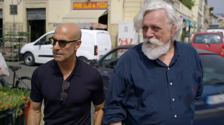 Stanley Tucci walking in Italy