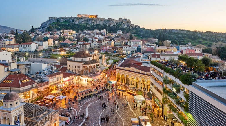 Athens, Greece at dusk