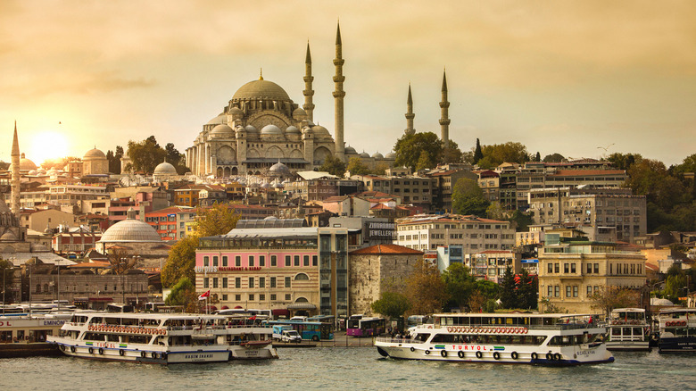 buildings and boats in Istanbul, Turkey
