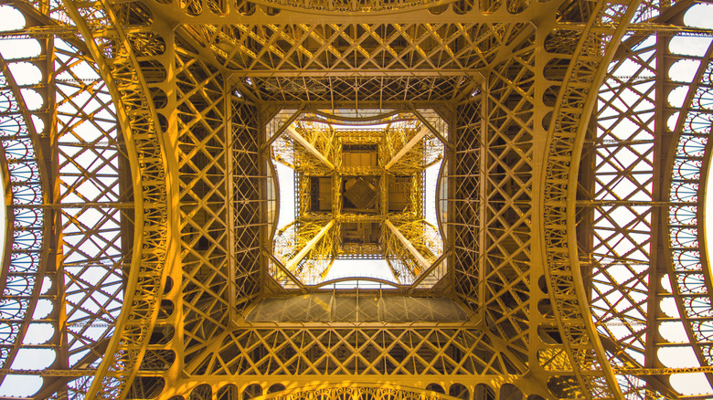 yellow underneath of Eiffel Tower