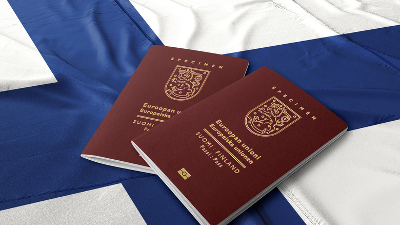 Finnish passport and flag