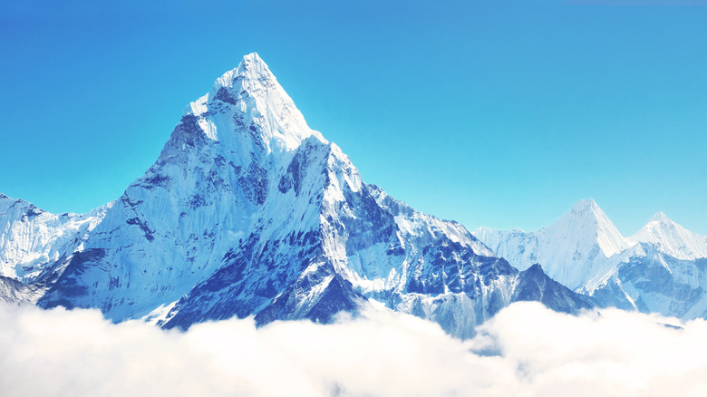 Mount Everest in clouds