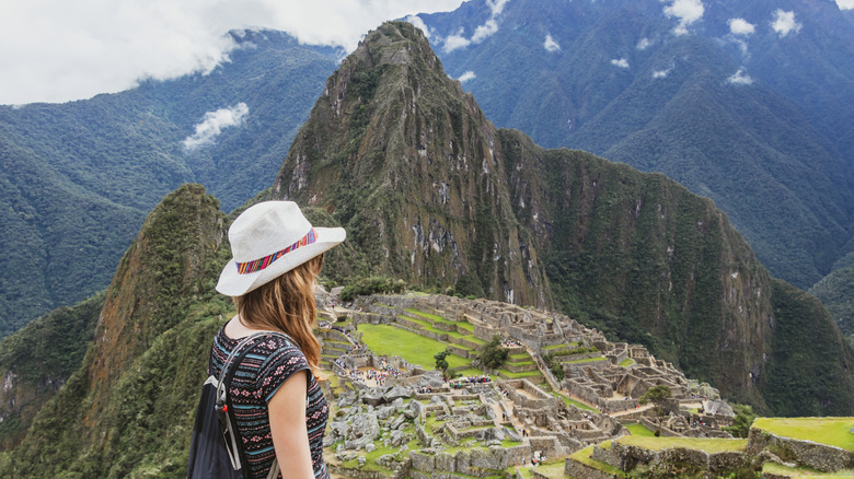 Female traveler at Machu Picchu