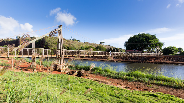 Hanapepe's wooden swinging bridge