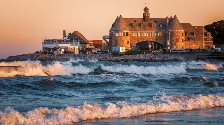 beach view of Narragansett's Towers