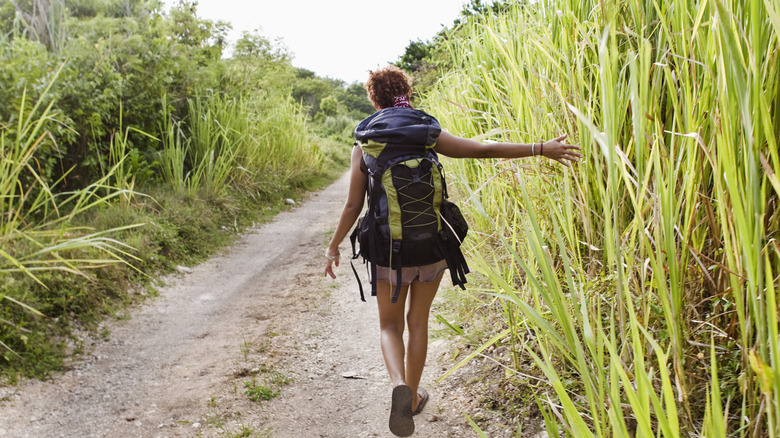 Woman backpacking