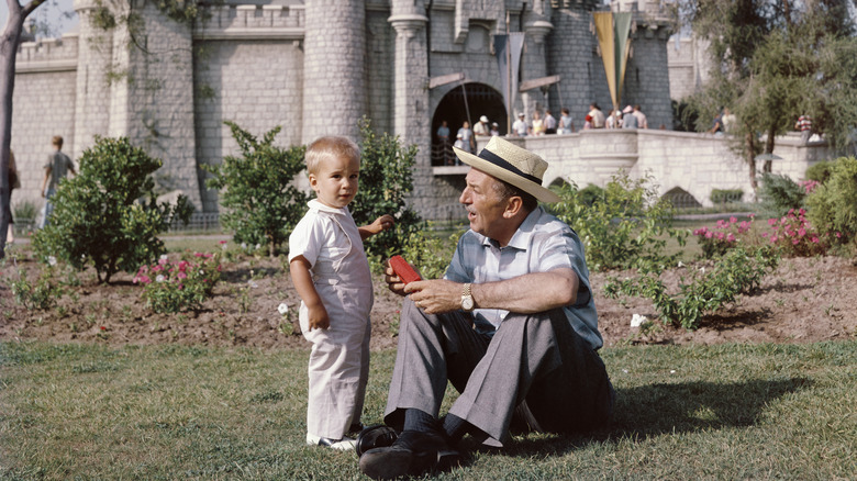 Walt Disney with grandson at Disneyland