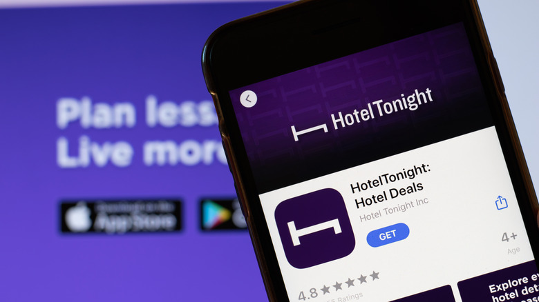 Hotel Tonight app on phone