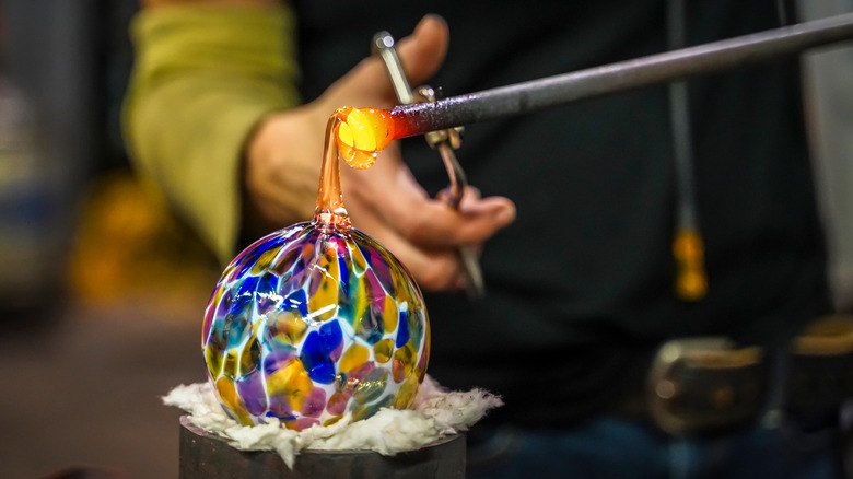 murano glass being fired