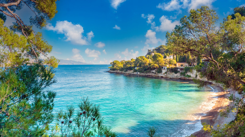 View of the emerald waters of Paloma Beach in the French Riviera