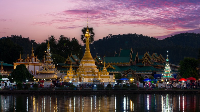 Temples at sunset