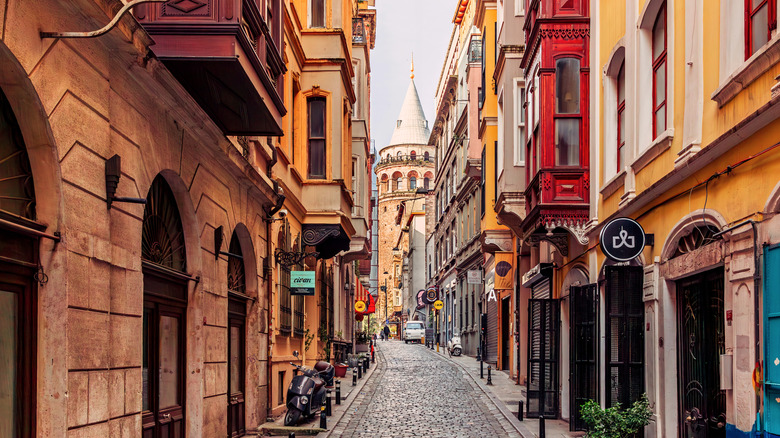 Cobblestone streets near Galata Tower