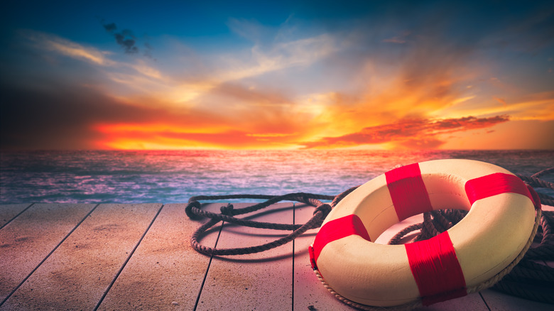 Lifesaver float ring on dock