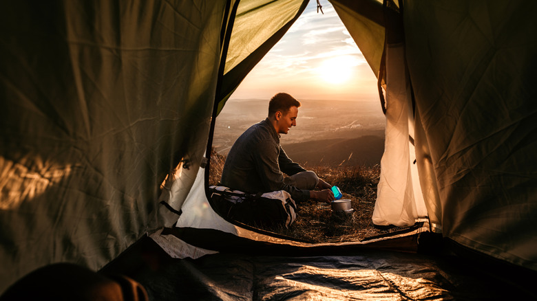 Traveler camping