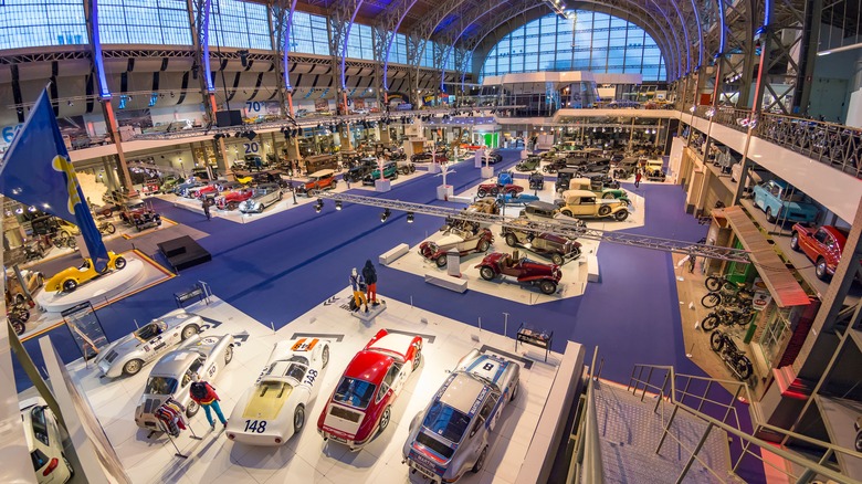 View of the Autoworld car collection from above