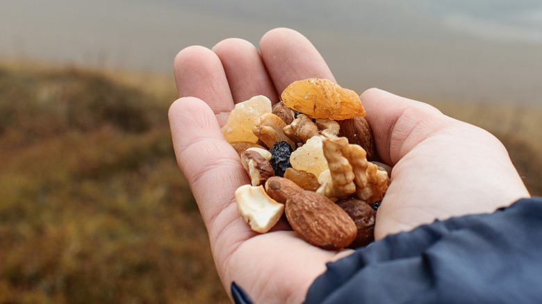 person holding trail mix
