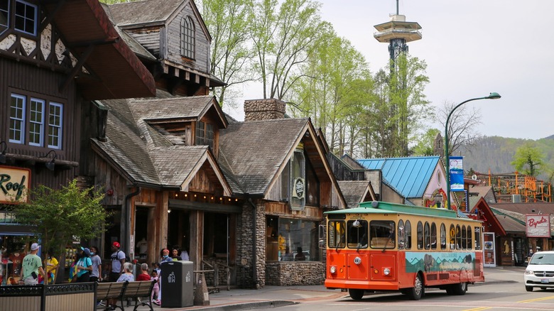 Gatlinburg Trolley street Space Needle