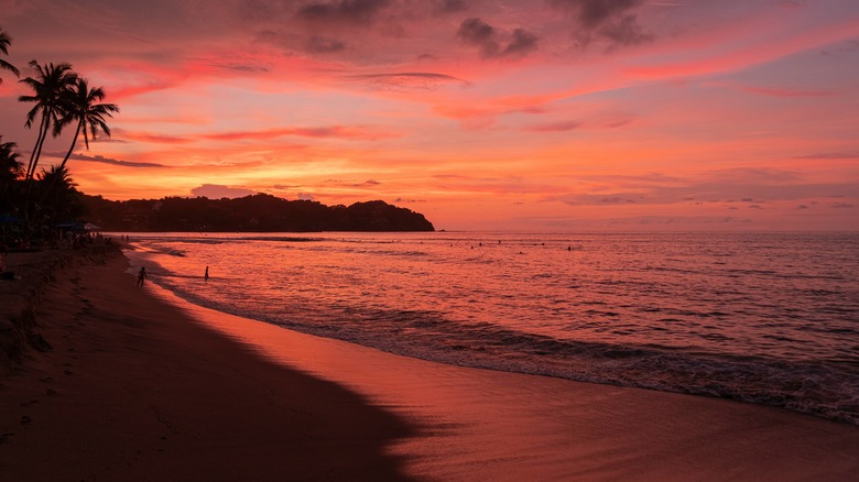 A Mexican beach at sunset