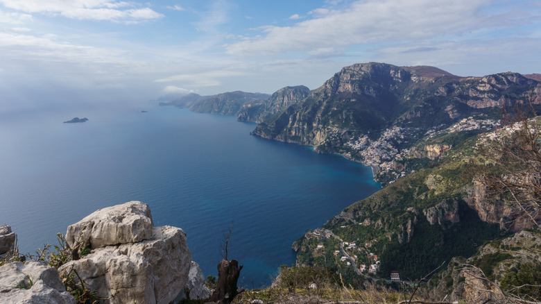 View from the Sentiero degli Dei in Praiano, Italy