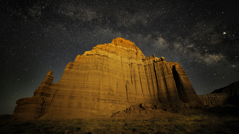 Glowing orange rock formation